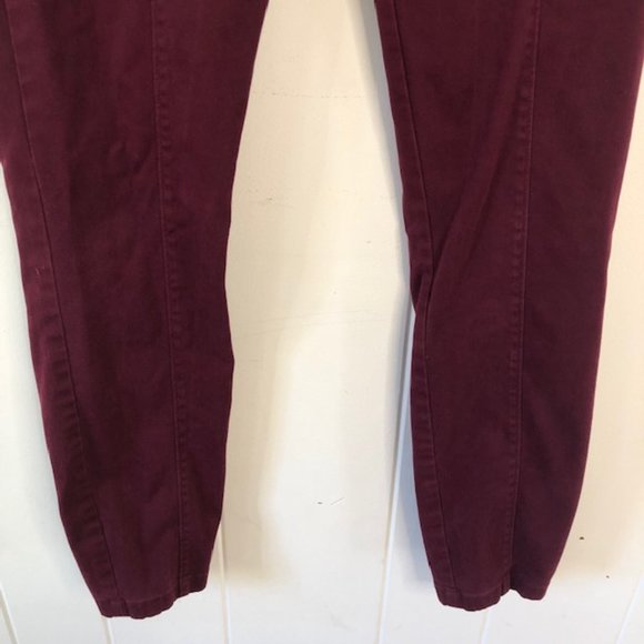Loft Burgundy Skinny Ankle Pants with Zipper Pockets - Picture 8 of 11